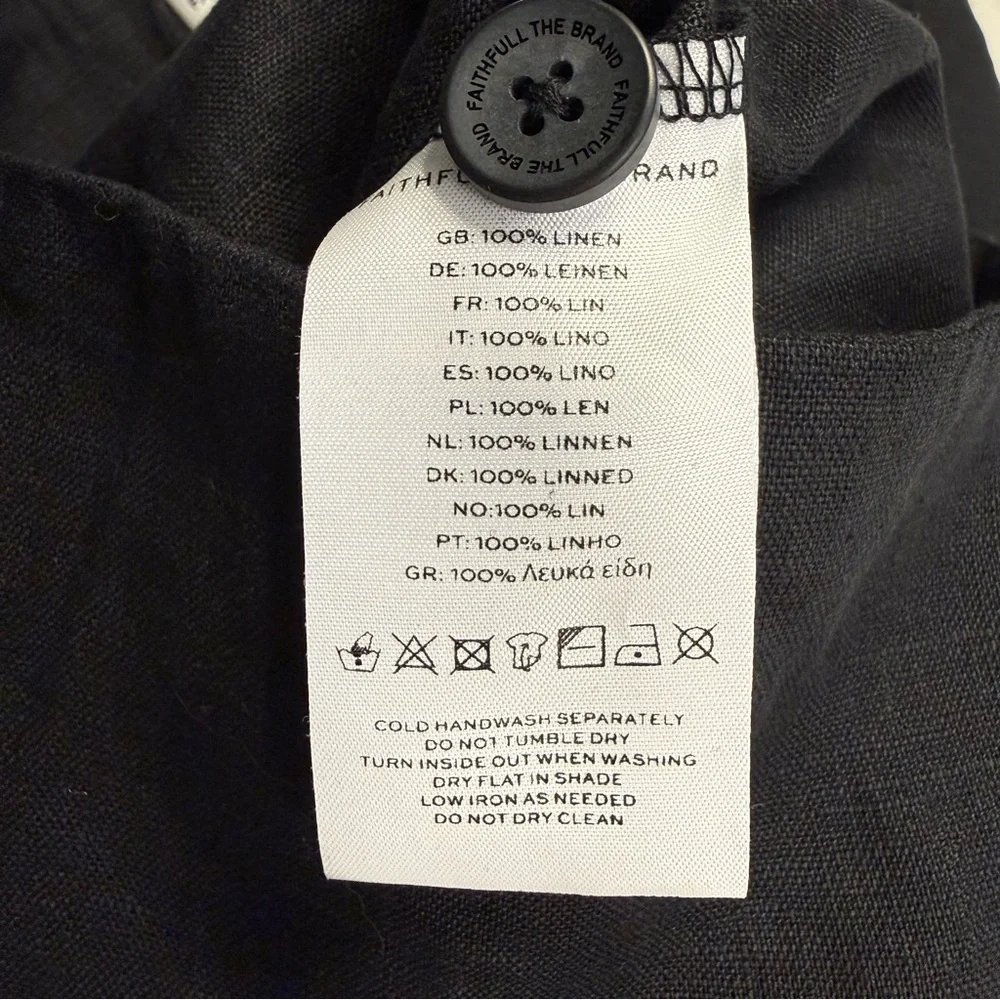 Faithfull The Brand Vincente Linen Wide Leg Pants Black NWT Medium - Picture 13 of 13